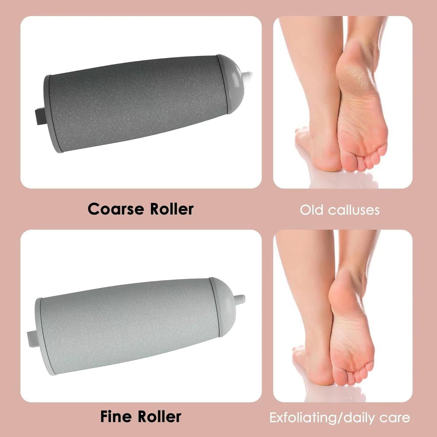 VelvetHeel™Cordless Pedicure with 2 Roller[8 Hrs Battery Backup]
